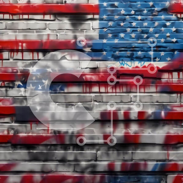 Intra Συλλεκτικό Ξύλινο Παζλ Plywood  4mm - Τοίχο από τούβλα αμερικανικής σημαίας στο Μπρούκλιν, πόλη της Νέας Υόρκης Σε Ξύλινο Κουτί - Διαστάσεις Puzzle: 10x10 cm – 25 κομμάτια