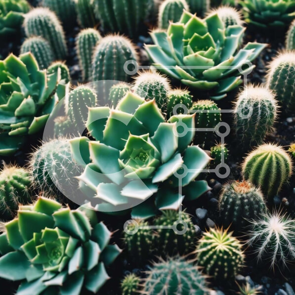 Intra Συλλεκτικό Ξύλινο Παζλ Plywood  4mm - Γκρο πλαν πράσινων φυτών κάκτων Σε Ξύλινο Κουτί - Διαστάσεις: 10x10 cm – 25 κομμάτια