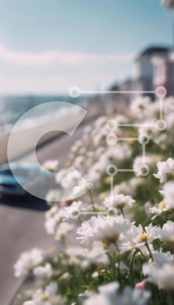 Intra Συλλεκτικό Ξύλινο Παζλ Plywood  4mm - Οδήγηση αυτοκινήτου κατά μήκος της παραλίας με λουλούδια Σε Ξύλινο Κουτί - Διαστάσεις Puzzle: 10x10 cm – 25 κομμάτια