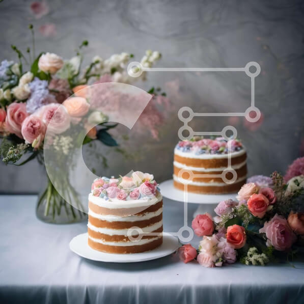 Σετ των 2 Intra Συλλεκτικό Ξύλινο Παζλ Plywood  4mm - Διώροφες τούρτες διακοσμημένες με λουλούδια Σε Ξύλινο Κουτί - Διαστάσεις: 10x10 cm – 25 κομμάτια