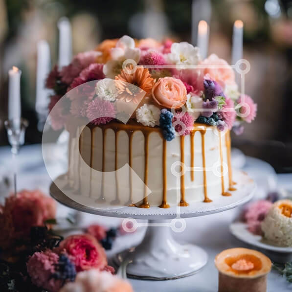 Σετ των 2 Intra Συλλεκτικό Ξύλινο Παζλ Plywood  4mm - Κέικ με πολύχρωμα λουλούδια και κεριά Σε Ξύλινο Κουτί - Διαστάσεις: 10x10 cm – 25 κομμάτια