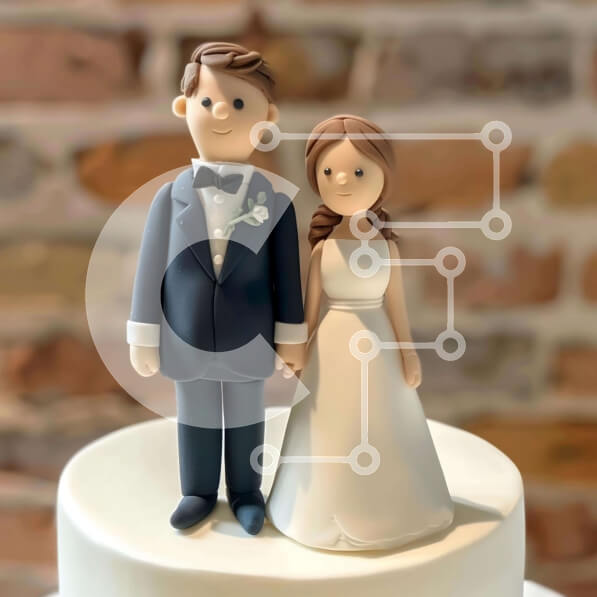 Intra Συλλεκτικό Ξύλινο Παζλ Plywood  4mm - Τοπέρ για τούρτα γάμου με ανδρικά και γυναικεία ειδώλια Σε Ξύλινο Κουτί - Διαστάσεις Puzzle: 10x10 cm – 25 κομμάτια