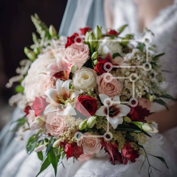 Σετ των 2 Intra Συλλεκτικό Ξύλινο Παζλ Plywood  4mm - Νύφη κρατώντας μπουκέτο με τριαντάφυλλα και κρίνους Σε Ξύλινο Κουτί - Διαστάσεις: 10x10 cm – 25 κομμάτια