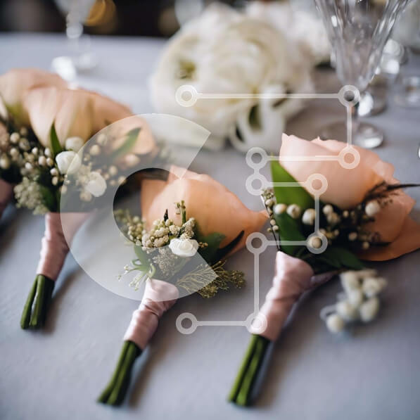 Σετ των 2 Intra Συλλεκτικό Ξύλινο Παζλ Plywood  4mm - Ροδάκινο τριαντάφυλλο μπουτονιέρες στο τραπέζι Σε Ξύλινο Κουτί - Διαστάσεις: 10x10 cm – 25 κομμάτια