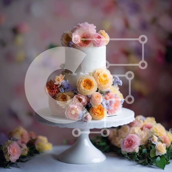 Σετ των 2 Intra Συλλεκτικό Ξύλινο Παζλ Plywood  4mm - Κομψή γαμήλια τούρτα τριών επιπέδων λευκή με λουλούδια Σε Ξύλινο Κουτί - Διαστάσεις: 10x10 cm – 25 κομμάτια