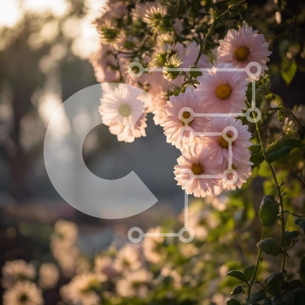 Intra Συλλεκτικό Ξύλινο Παζλ Plywood  4mm - Ροζ λουλούδια που ανθίζουν σε ένα δάσος Σε Ξύλινο Κουτί - Διαστάσεις: 10x10 cm – 25 κομμάτια