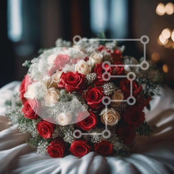 Σετ των 2 Intra Συλλεκτικό Ξύλινο Παζλ Plywood  4mm - Ρομαντικό μπουκέτο με κόκκινα και λευκά τριαντάφυλλα Σε Ξύλινο Κουτί - Διαστάσεις: 10x10 cm – 25 κομμάτια