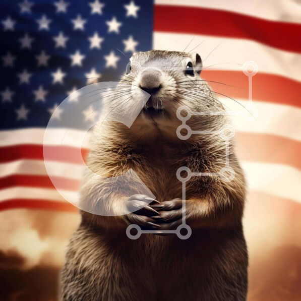 Intra Συλλεκτικό Ξύλινο Παζλ Plywood  4mm - Πατριωτικός επίγειος σκίουρος με αμερικανική σημαία Σε Ξύλινο Κουτί - Διαστάσεις: 10x10 cm – 25 κομμάτια