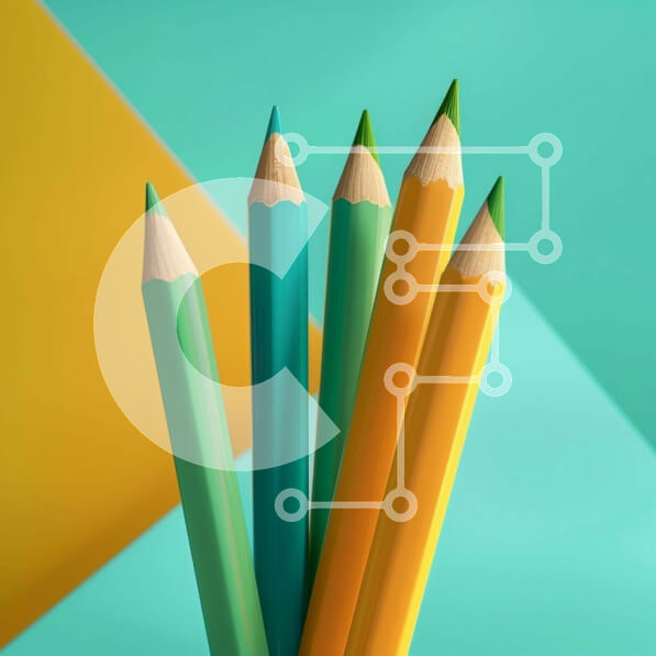 Intra Συλλεκτικό Ξύλινο Παζλ Plywood  4mm - Ομάδα χρωματιστά μολύβια σε πολύχρωμο φόντο Σε Ξύλινο Κουτί - Διαστάσεις: 10x10 cm – 25 κομμάτια