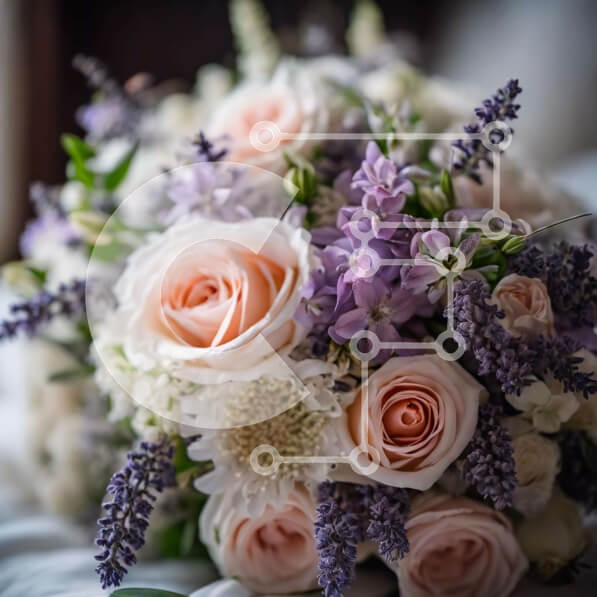 Σετ των 2 Intra Συλλεκτικό Ξύλινο Παζλ Plywood  4mm - Μπουκέτο με ροζ, μωβ και λουλούδια λεβάντας σε ένα κρεβάτι Σε Ξύλινο Κουτί - Διαστάσεις: 10x10 cm – 25 κομμάτια