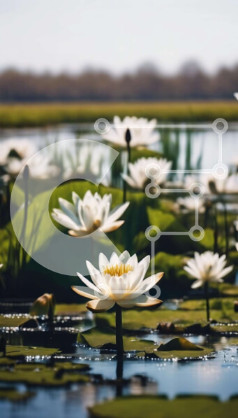 Σετ των 2 Intra Συλλεκτικό Ξύλινο Παζλ Plywood  4mm - Λευκά νούφαρα στη λίμνη Σε Ξύλινο Κουτί - Διαστάσεις: 10x10 cm – 25 κομμάτια