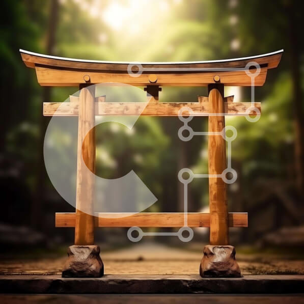 Intra Συλλεκτικό Ξύλινο Παζλ Plywood  4mm - Ιαπωνική πύλη Torii σε ένα πράσινο δάσος Σε Ξύλινο Κουτί - Διαστάσεις Puzzle: 10x10 cm – 25 κομμάτια