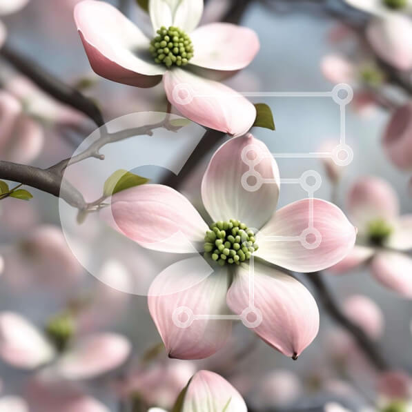 Intra Συλλεκτικό Ξύλινο Παζλ Plywood  4mm - Ροζ λουλούδια Dogwood ανθισμένα σε κλαδί δέντρου Σε Ξύλινο Κουτί - Διαστάσεις: 10x10 cm – 25 κομμάτια