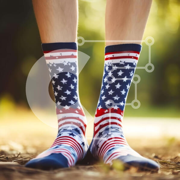 Intra Συλλεκτικό Ξύλινο Παζλ Plywood  4mm - Κάλτσες American Flag για τον εορτασμό της 4ης Ιουλίου Σε Ξύλινο Κουτί - Διαστάσεις: 10x10 cm – 25 κομμάτια