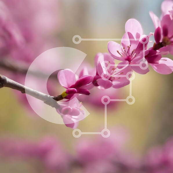 Intra Συλλεκτικό Ξύλινο Παζλ Plywood  4mm - Ροζ ανθισμένο κλαδί δέντρου σε πλήρη άνθιση Σε Ξύλινο Κουτί - Διαστάσεις: 10x10 cm – 25 κομμάτια