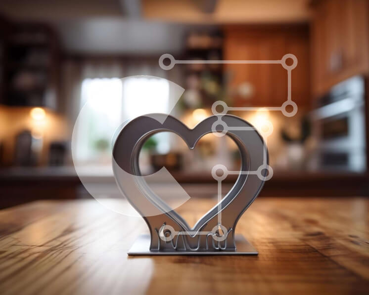 Intra Συλλεκτικό Ξύλινο Παζλ Plywood  4mm - Μεταλλικό γλυπτό σε σχήμα καρδιάς στο τραπέζι της κουζίνας Σε Ξύλινο Κουτί - Διαστάσεις Puzzle: 10x10 cm – 25 κομμάτια