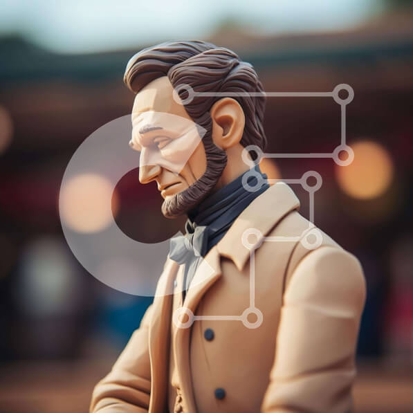 Intra Συλλεκτικό Ξύλινο Παζλ Plywood  4mm - Άγαλμα του Αβραάμ Λίνκολν Σε Ξύλινο Κουτί - Διαστάσεις Puzzle: 10x10 cm – 25 κομμάτια