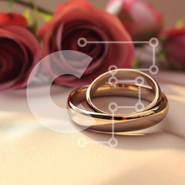 Σετ των 2 Intra Συλλεκτικό Ξύλινο Παζλ Plywood  4mm - Χρυσές Βέρες με κόκκινα τριαντάφυλλα Σε Ξύλινο Κουτί - Διαστάσεις: 10x10 cm – 25 κομμάτια