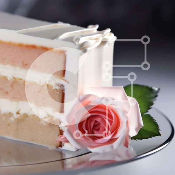 Σετ των 2 Intra Συλλεκτικό Ξύλινο Παζλ Plywood  4mm - Νόστιμη φέτα λευκού κέικ με κρέμα τυριού και ροζ τριαντάφυλλο Σε Ξύλινο Κουτί - Διαστάσεις: 10x10 cm – 25 κομμάτια