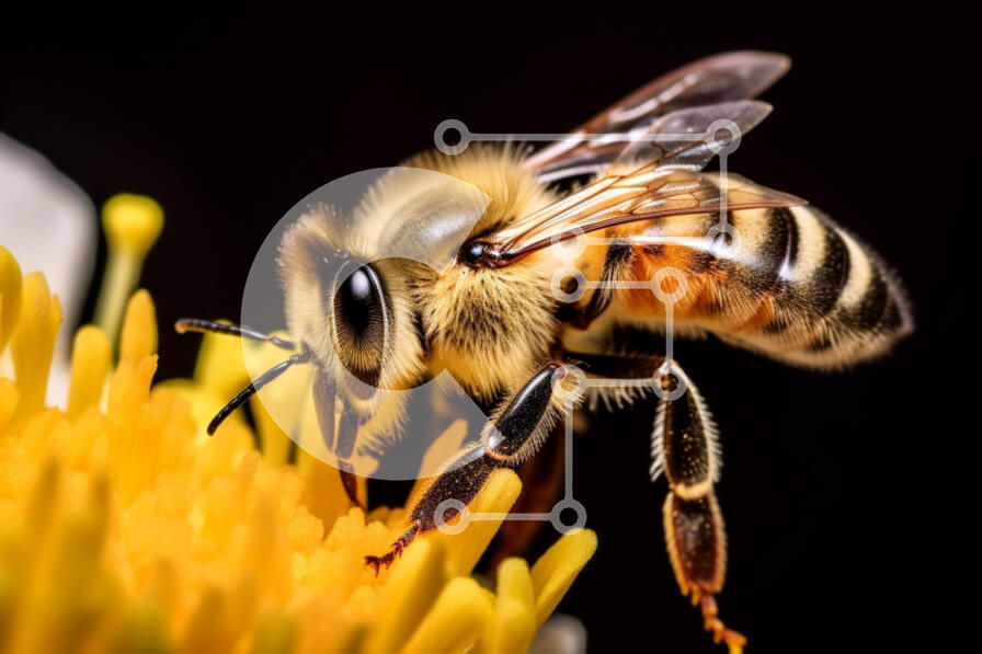 Intra Συλλεκτικό Ξύλινο Παζλ Plywood  4mm - Κίτρινο λουλούδι μελισσών που επικονιάζει Σε Ξύλινο Κουτί - Διαστάσεις: 10x10 cm – 25 κομμάτια