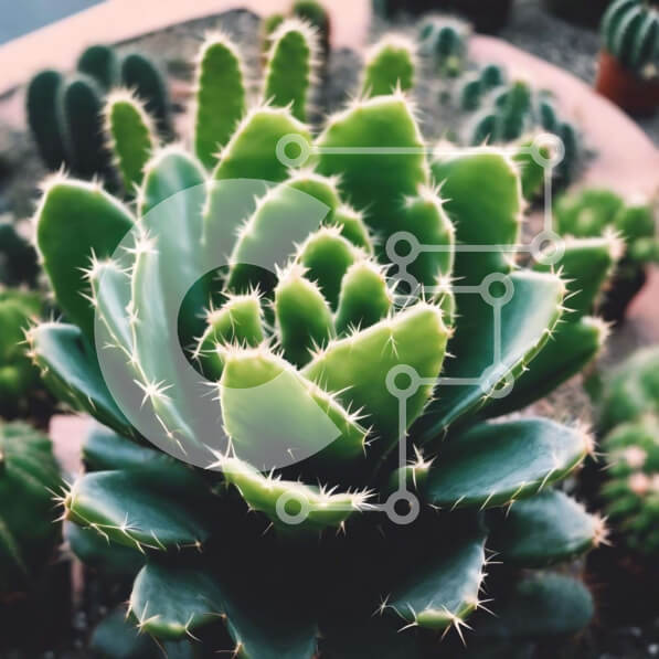 Intra Συλλεκτικό Ξύλινο Παζλ Plywood  4mm - Πράσινα φυτά κάκτων με διαφορετικά ύψη και σχήματα Σε Ξύλινο Κουτί - Διαστάσεις: 10x10 cm – 25 κομμάτια