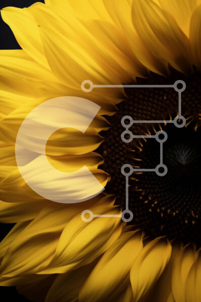 Σετ των 2 Intra Συλλεκτικό Ξύλινο Παζλ Plywood  4mm - Κοντινό πλάνο ενός ηλίανθου με σκούρο φόντο Σε Ξύλινο Κουτί - Διαστάσεις: 10x10 cm – 25 κομμάτια