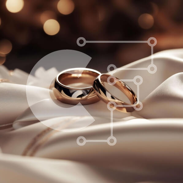 Σετ των 2 Intra Συλλεκτικό Ξύλινο Παζλ Plywood  4mm - Χρυσές Βέρες σε λευκό σατέν ύφασμα Σε Ξύλινο Κουτί - Διαστάσεις: 10x10 cm – 25 κομμάτια