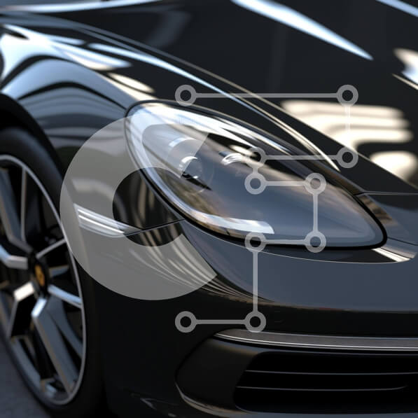 Intra Συλλεκτικό Ξύλινο Παζλ Plywood  4mm - Μαύρο σπορ αυτοκίνητο σε κίνηση με αναμμένους προβολείς Σε Ξύλινο Κουτί - Διαστάσεις Puzzle: 10x10 cm – 25 κομμάτια