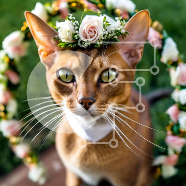 Intra Συλλεκτικό Ξύλινο Παζλ Plywood  4mm - Γάτα με λουλουδάτο στεφάνι Σε Ξύλινο Κουτί - Διαστάσεις: 10x10 cm – 25 κομμάτια