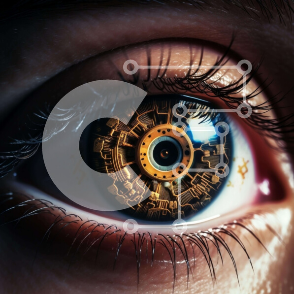 Σετ των 2 Intra Συλλεκτικό Ξύλινο Παζλ Plywood  4mm - Κοντινό πλάνο του ματιού της γυναίκας με γυαλιά και γρανάζια Σε Ξύλινο Κουτί - Διαστάσεις: 10x10 cm – 25 κομμάτια