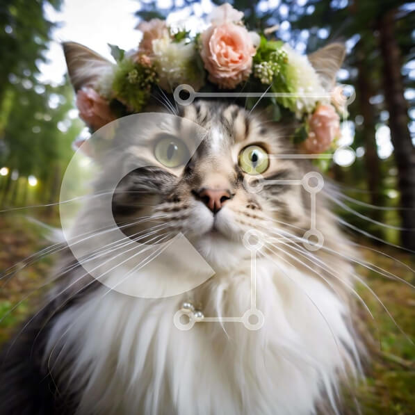 Intra Συλλεκτικό Ξύλινο Παζλ Plywood  4mm - Γάτα που φορά κορώνα λουλουδιών Σε Ξύλινο Κουτί - Διαστάσεις: 10x10 cm – 25 κομμάτια