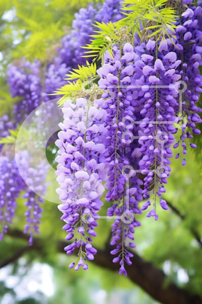 Σετ των 2 Intra Συλλεκτικό Ξύλινο Παζλ Plywood  4mm - Ομάδα μωβ λουλουδιών που κρέμονται από το δέντρο Σε Ξύλινο Κουτί - Διαστάσεις: 10x10 cm – 25 κομμάτια