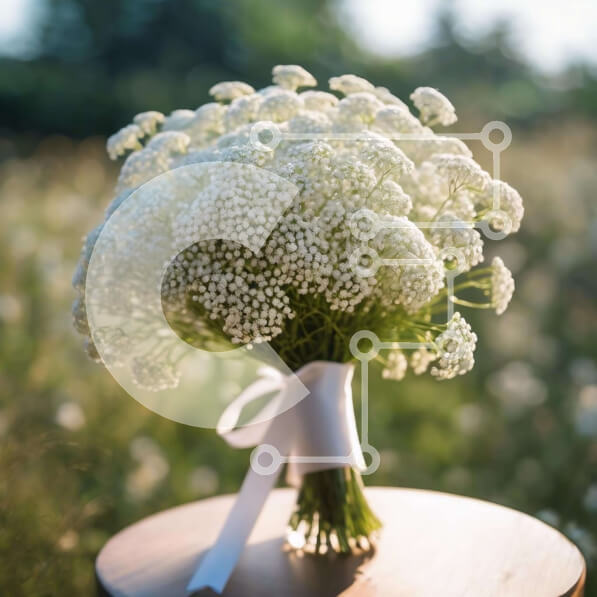 Intra Συλλεκτικό Ξύλινο Παζλ Plywood  4mm - Φρέσκα λευκά λουλούδια αναπνοής μωρού σε ξύλινο τραπέζι στο χωράφι Σε Ξύλινο Κουτί - Διαστάσεις: 10x10 cm – 25 κομμάτια