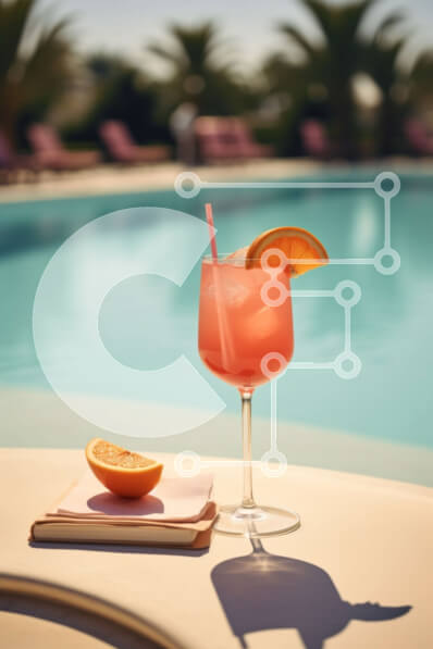 Intra Συλλεκτικό Ξύλινο Παζλ Plywood  4mm - Χαλαρωτική σκηνή δίπλα στην πισίνα με κοκτέιλ και κράτηση Σε Ξύλινο Κουτί - Διαστάσεις Puzzle: 10x10 cm – 25 κομμάτια