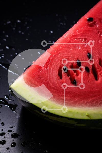 Σετ των 2 Intra Συλλεκτικό Ξύλινο Παζλ Plywood  4mm - Ζουμερή φέτα καρπούζι σε μαύρο φόντο με σταγονίδια νερού Σε Ξύλινο Κουτί - Διαστάσεις: 10x10 cm – 25 κομμάτια