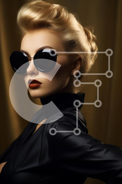 Intra Συλλεκτικό Ξύλινο Παζλ Plywood  4mm - Κομψή ξανθιά γυναίκα που ποζάρει με γυαλιά ηλίου Σε Ξύλινο Κουτί - Διαστάσεις Puzzle: 10x10 cm – 25 κομμάτια