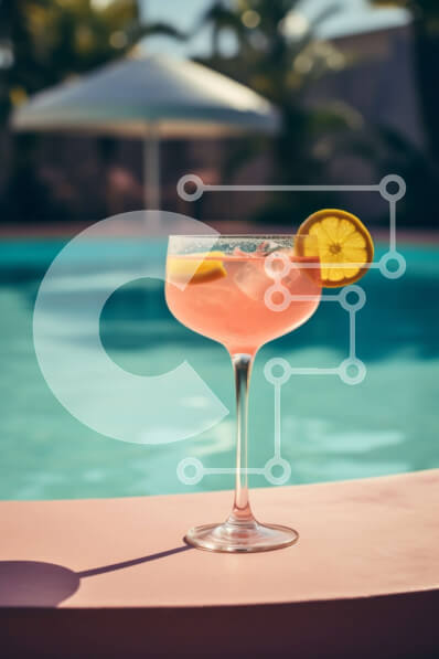 Intra Συλλεκτικό Ξύλινο Παζλ Plywood  4mm - Ροζ κοκτέιλ δίπλα στην πισίνα με γαρνιτούρα λεμόνι Σε Ξύλινο Κουτί - Διαστάσεις Puzzle: 10x10 cm – 25 κομμάτια