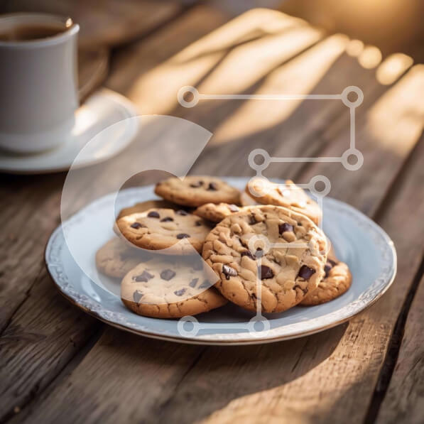 Σετ των 2 Intra Συλλεκτικό Ξύλινο Παζλ Plywood  4mm - Πιάτο με μπισκότα σοκολάτας, φλιτζάνι καφέ και φρέσκα φρούτα Σε Ξύλινο Κουτί - Διαστάσεις: 10x10 cm – 25 κομμάτια