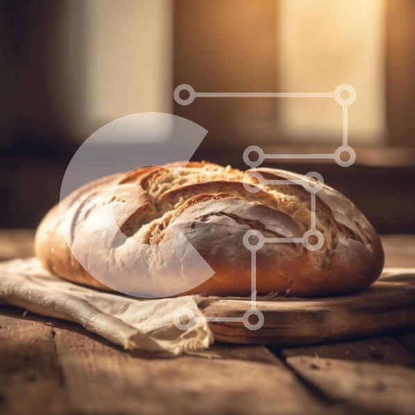 Σετ των 2 Intra Συλλεκτικό Ξύλινο Παζλ Plywood  4mm - Φρεσκοψημένο ψωμί σε ξύλινη σανίδα κοπής Σε Ξύλινο Κουτί - Διαστάσεις: 10x10 cm – 25 κομμάτια