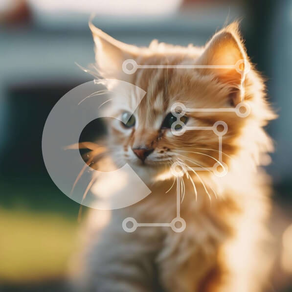 Intra Συλλεκτικό Ξύλινο Παζλ Plywood  4mm - Αξιολάτρευτο πορτοκαλί γατάκι που κάθεται με περιέργεια Σε Ξύλινο Κουτί - Διαστάσεις: 10x10 cm – 25 κομμάτια