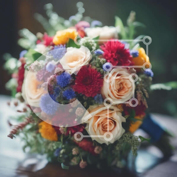 Intra Συλλεκτικό Ξύλινο Παζλ Plywood  4mm - Πολύχρωμο τριαντάφυλλο μπουκέτο σε φόντο πίνακα Σε Ξύλινο Κουτί - Διαστάσεις: 10x10 cm – 25 κομμάτια