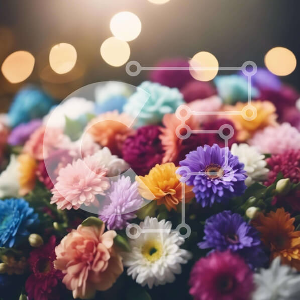 Intra Συλλεκτικό Ξύλινο Παζλ Plywood  4mm - Πολύχρωμο μπουκέτο λουλουδιών με φώτα Bokeh Σε Ξύλινο Κουτί - Διαστάσεις: 10x10 cm – 25 κομμάτια