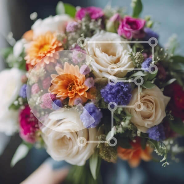 Intra Συλλεκτικό Ξύλινο Παζλ Plywood  4mm - Πολύχρωμο μπουκέτο λουλουδιών που κρατιέται στο χέρι Σε Ξύλινο Κουτί - Διαστάσεις: 10x10 cm – 25 κομμάτια