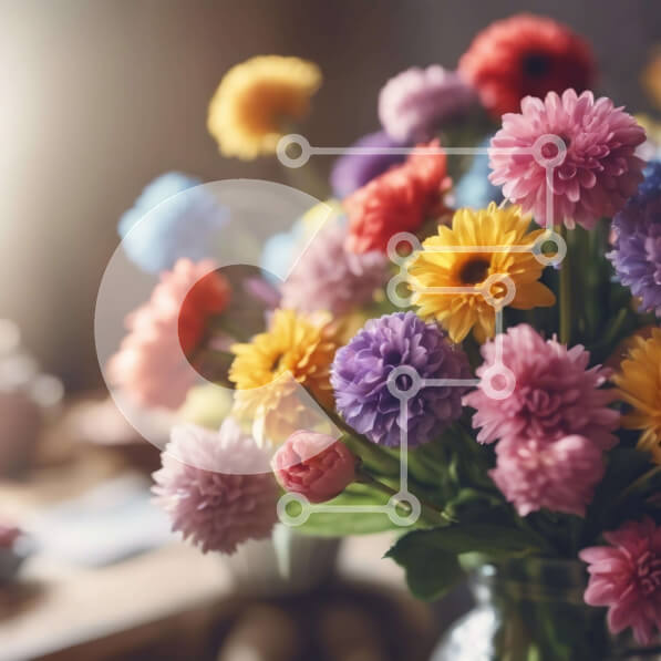 Σετ των 2 Intra Συλλεκτικό Ξύλινο Παζλ Plywood  4mm - Πολύχρωμο γυάλινο βάζο γεμάτο λουλούδια στο τραπέζι Σε Ξύλινο Κουτί - Διαστάσεις: 10x10 cm – 25 κομμάτια