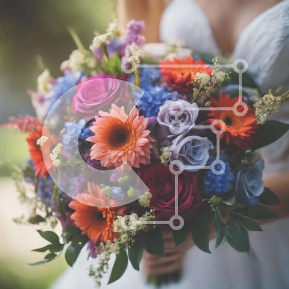 Σετ των 2 Intra Συλλεκτικό Ξύλινο Παζλ Plywood  4mm - Νύφη που κρατά πολύχρωμο μπουκέτο λουλούδια Σε Ξύλινο Κουτί - Διαστάσεις: 10x10 cm – 25 κομμάτια