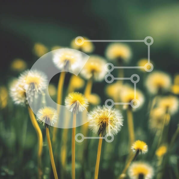 Intra Συλλεκτικό Ξύλινο Παζλ Plywood  4mm - Ζωντανές κίτρινες πικραλίδες που ανθίζουν σε ένα πράσινο λιβάδι Σε Ξύλινο Κουτί - Διαστάσεις: 10x10 cm – 25 κομμάτια