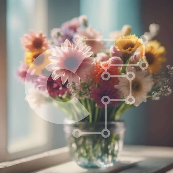 Intra Συλλεκτικό Ξύλινο Παζλ Plywood  4mm - Γυάλινο βάζο με φρέσκα λουλούδια δίπλα στο παράθυρο Σε Ξύλινο Κουτί - Διαστάσεις: 10x10 cm – 25 κομμάτια