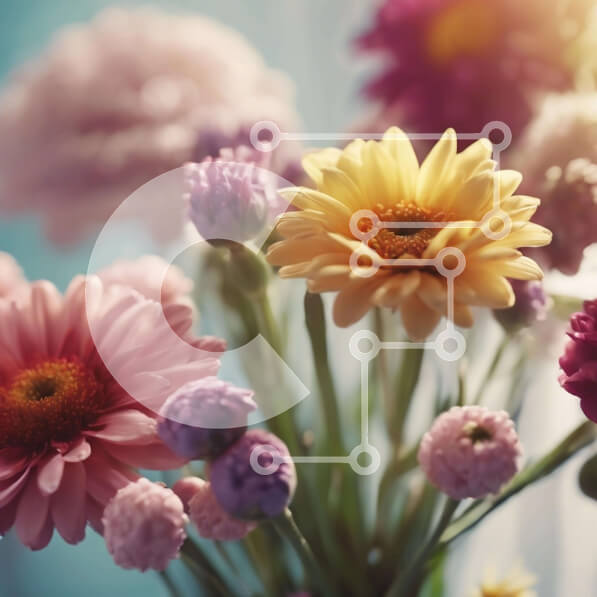 Intra Συλλεκτικό Ξύλινο Παζλ Plywood  4mm - Πολύχρωμο μπουκέτο λουλουδιών με ροζ, κίτρινα και μωβ λουλούδια Σε Ξύλινο Κουτί - Διαστάσεις: 10x10 cm – 25 κομμάτια