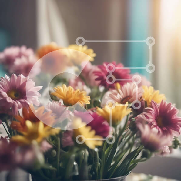 Intra Συλλεκτικό Ξύλινο Παζλ Plywood  4mm - Πολύχρωμα λουλούδια σε βάζο από ανοιχτό παράθυρο Σε Ξύλινο Κουτί - Διαστάσεις: 10x10 cm – 25 κομμάτια