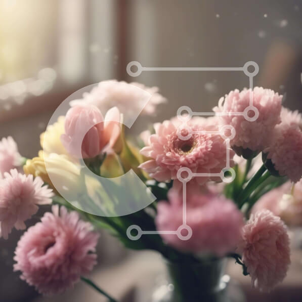 Intra Συλλεκτικό Ξύλινο Παζλ Plywood  4mm - Βάζο με ροζ και κίτρινα λουλούδια μπροστά από ένα ανοιχτό παράθυρο Σε Ξύλινο Κουτί - Διαστάσεις: 10x10 cm – 25 κομμάτια